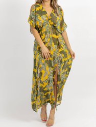 Cold Shoulder Maxi Dress - Yellow  Palm