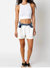 Contrast Waistband Denim Shorts In White/Blue