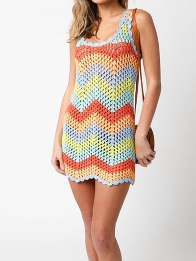 OLIVACEOUS Crochet Cover Up Dress In Multi Color product