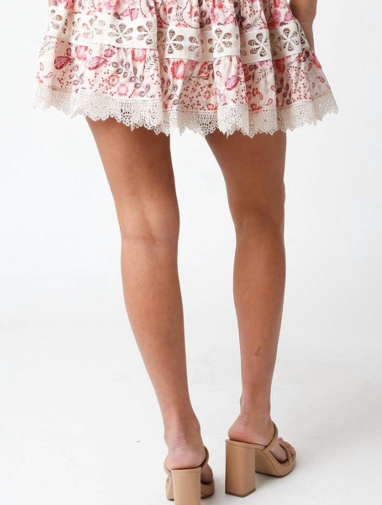 Crochet Tiered Skirt In Pink