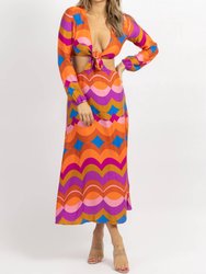 Cutout Longsleeve Maxi Dress - Technicolor