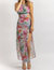 Floral Open Back Maxi Dress - Grey + Fuchsia