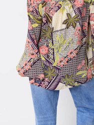 Floral Printed Blouse Silky Button Up Shirt