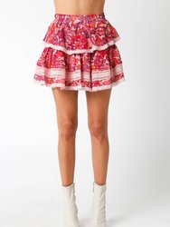 Floral Ruffle Skirt - Pink