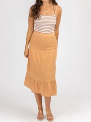 Gauze Tiered Midi Skirt - Orange