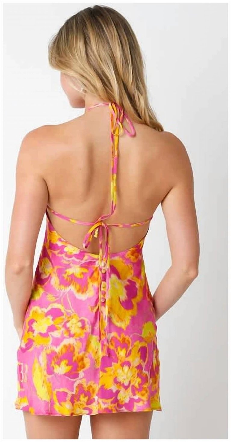 Halter Floral Dress In Pink/Yellow