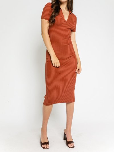 OLIVACEOUS Knit Collared Short Sleeve Ribbed Dress product