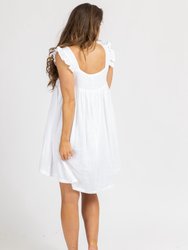 Linen Ruffle Strap Mini Dress