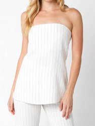 Longline Pinstripe Tube Top - Ivory/Black