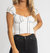 Polka Dot Button Up Crop Top - White