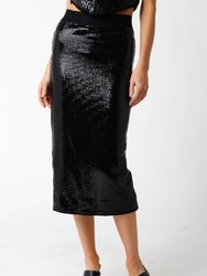 Sequin Midi Skirt - Black