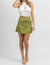 Silky High Waisted Mini Skirt - Green