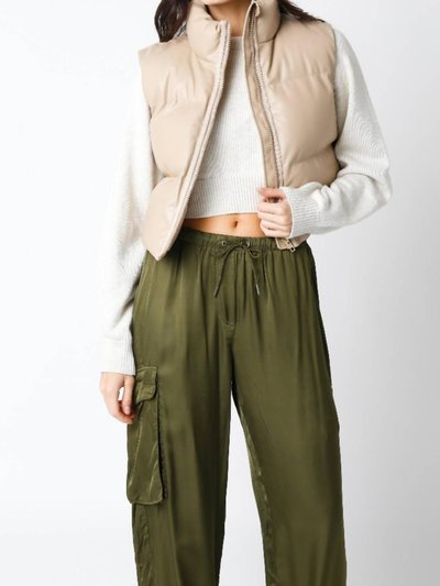 OLIVACEOUS Solid Cropped Puffer Vest product