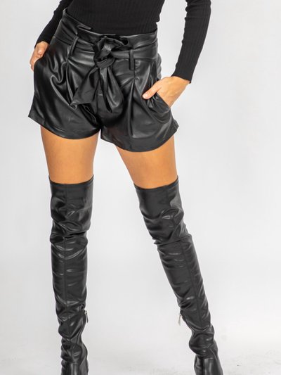 OLIVACEOUS Vegan Leather Belted Shorts product