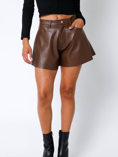 OLIVACEOUS Vegan Leather Flare Shorts product