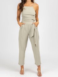 Wrap Top + Pleated Pant Set - Mushroom