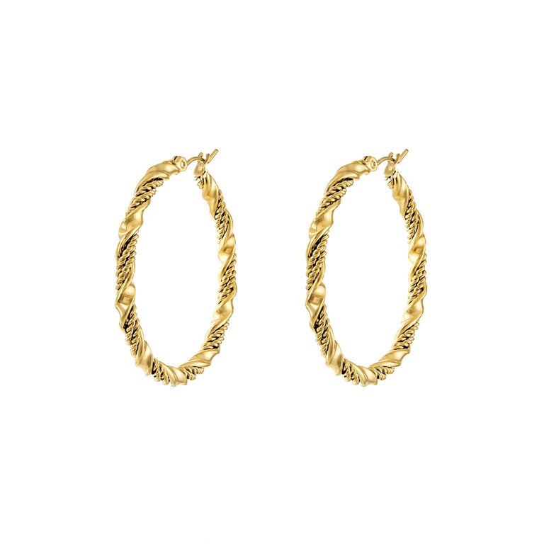 Alene Textured Hoop Earrings - Gold