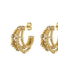 Ava Braided Dome Earrings - Gold