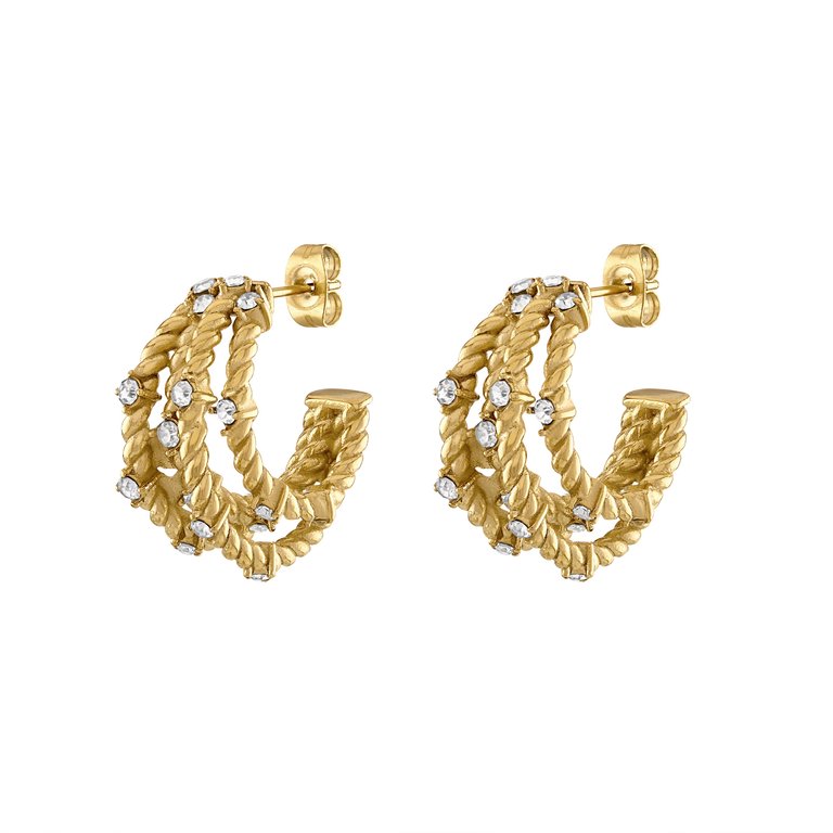 Ava Braided Dome Earrings - Gold