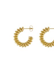 Belle Textured Hoop Earrings - 18K Gold