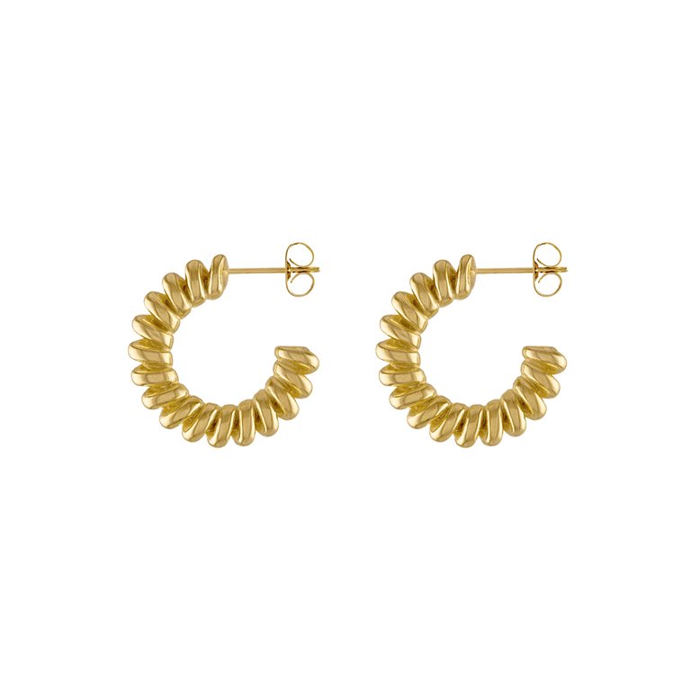 Belle Textured Hoop Earrings - 18K Gold
