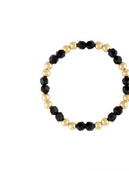 Black Matte Onyx Power Gem Gold Bubble Bracelet - Multi