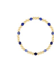 Blue Sodalite Gemstone Gold Bubble Bead Bracelet - Multi