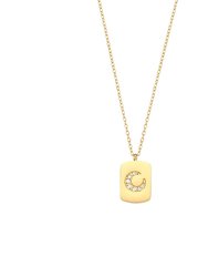 Brianna Pave Moon Pendant Necklace - Gold