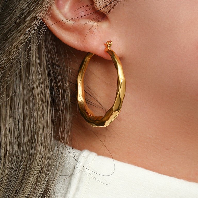 Celina Hammered Gold Hoop Earrings