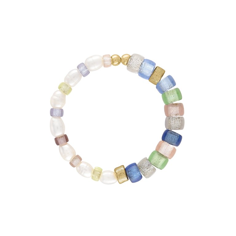 Delphine Glass Bead Bracelet with Pearls - Multi
