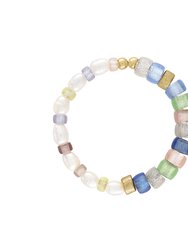 Delphine Glass Bead Bracelet with Pearls - Multi