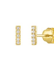 Elana Bar Pave Stud Earrings - Gold