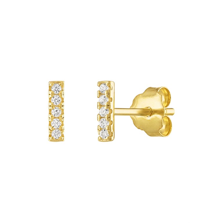 Elana Bar Pave Stud Earrings - Gold