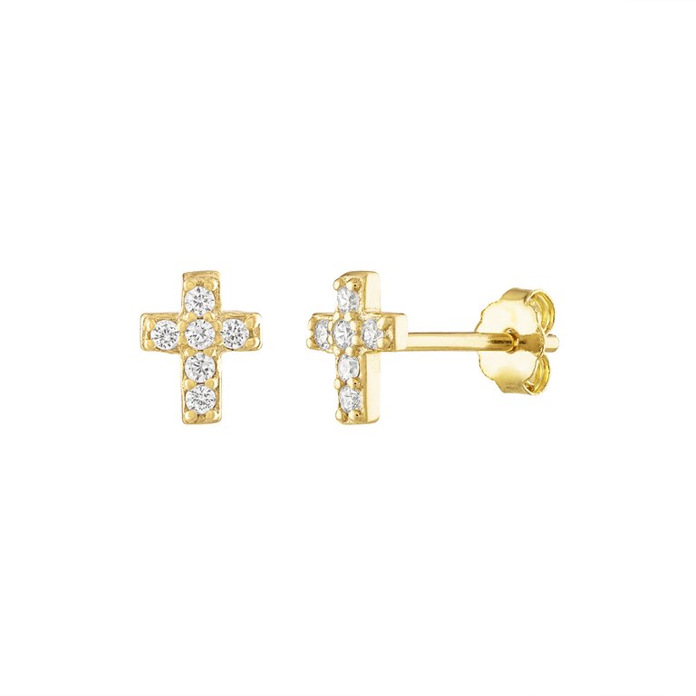 Faith Pave Stud Earrings - Gold