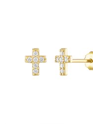 Faith Pave Stud Earrings - Gold