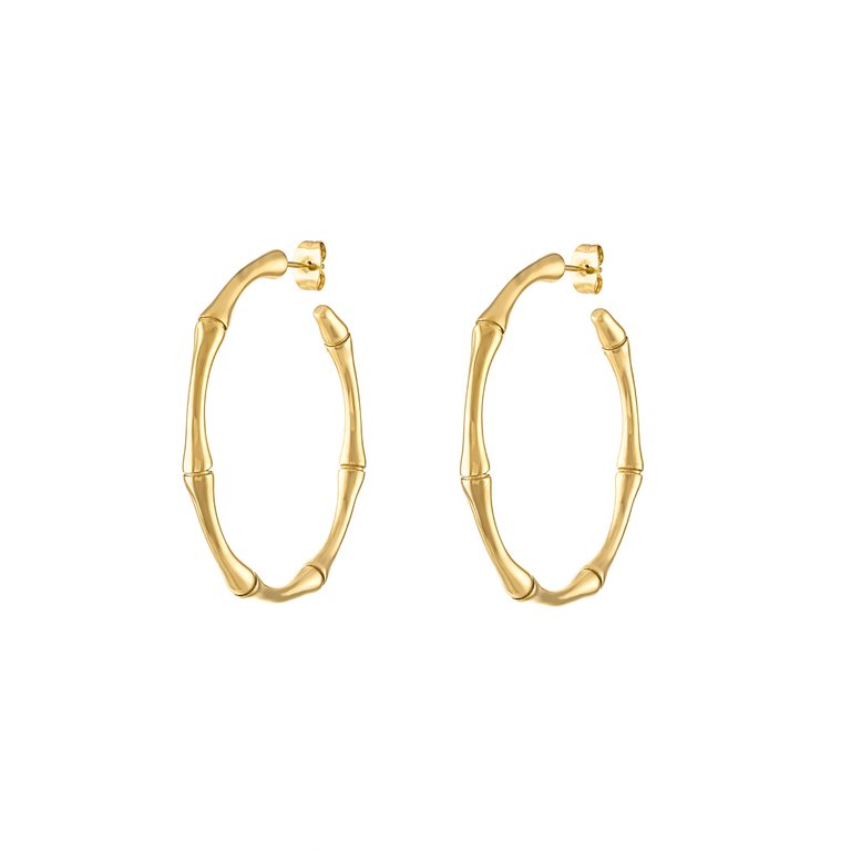 Gianna Bamboo Hoop Earrings - Gold