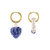 Hailey Stone Heart Pearl Charm Hoop Earrings - Gold
