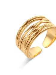Iris Infinity Textured Adjustable Ring - Gold