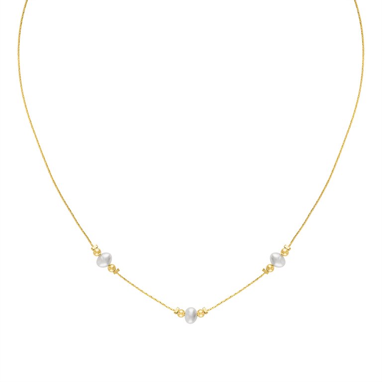 Journey Pearl Trinity Necklace - Gold