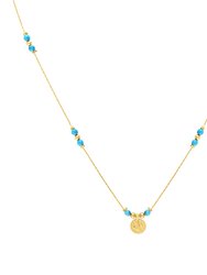 Journey Turquoise Magnesite Beaded Necklace with Coin - Gold