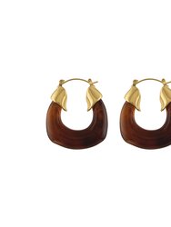 Kylie Acrylic Hoop Earrings - Tortoise
