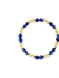 Lapis Lazuli Power Gem Gold Bubble Beaded Bracelet - Blue / Gold