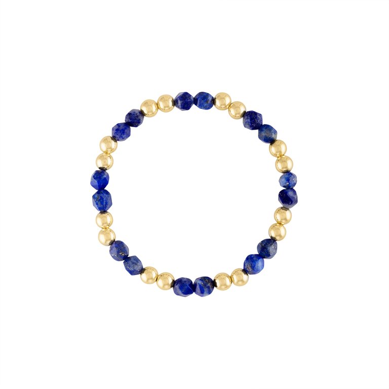 Lapis Lazuli Power Gem Gold Bubble Beaded Bracelet - Blue / Gold