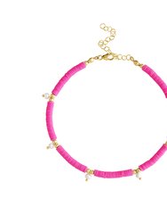 Neon Pearl Anklet - Pink