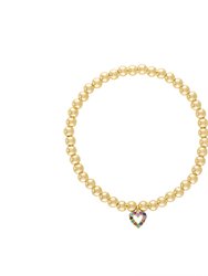 Rainbow Pave Heart Gold Bracelet - Gold