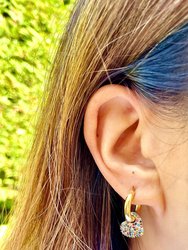 Rainbow Pave Heart Hoop Earrings