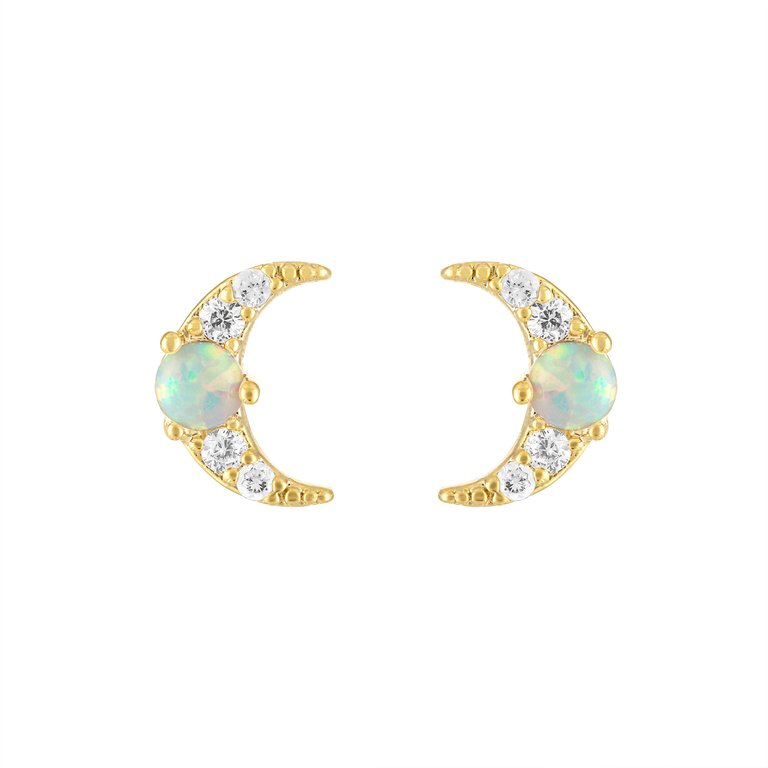 Sky Opal Stud Earring - Gold