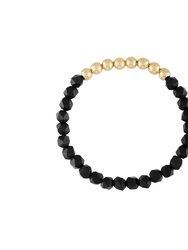Star Faceted Black Onyx Gold Bracelet - Black