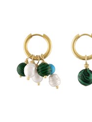 Tyra Stone Charm Hoop Earrings - Multi