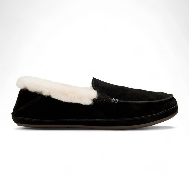 Women’S Ku‘Una Moccasin Slippers In Black - Black